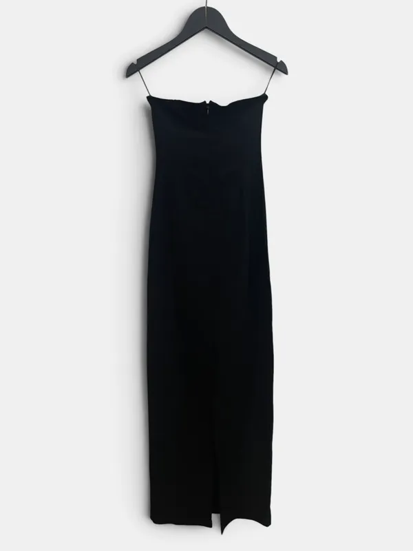 Vestido strapless largo tubo con hebillas bershka