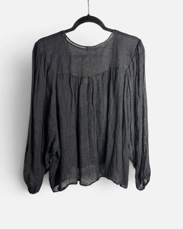 Blusa negra lino made in italy