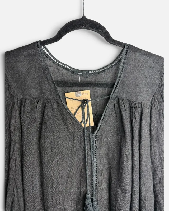 Blusa negra lino made in italy