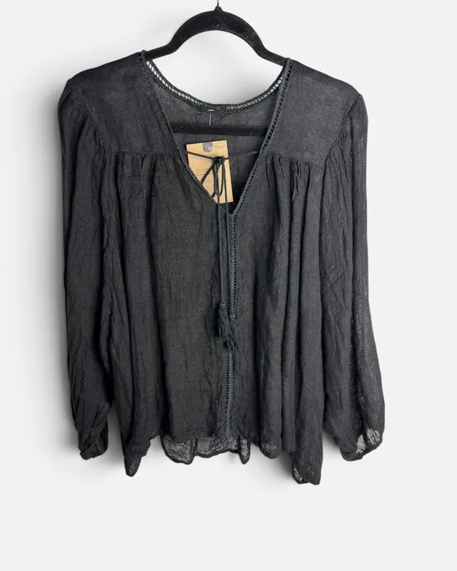 Blusa negra lino made in italy
