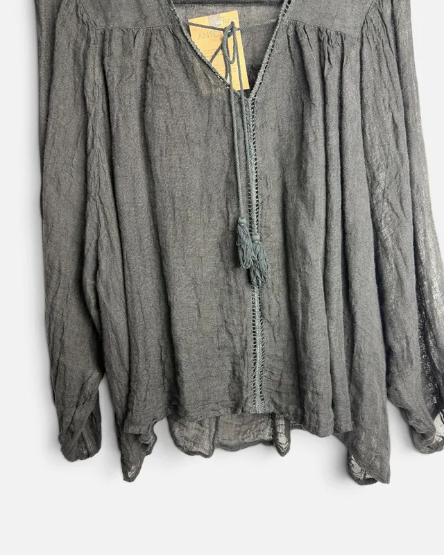 Blusa negra lino made in italy