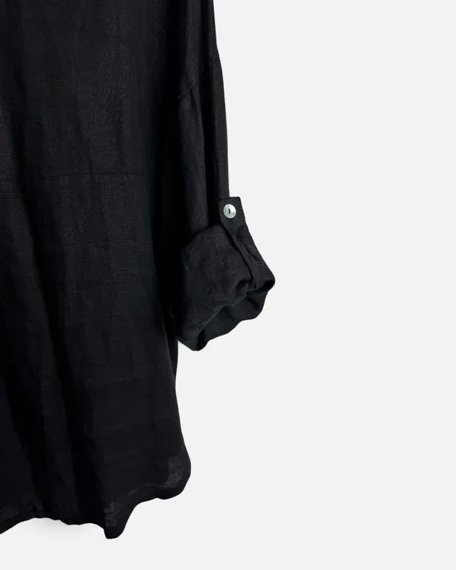 Camisa negra de lino made in italy
