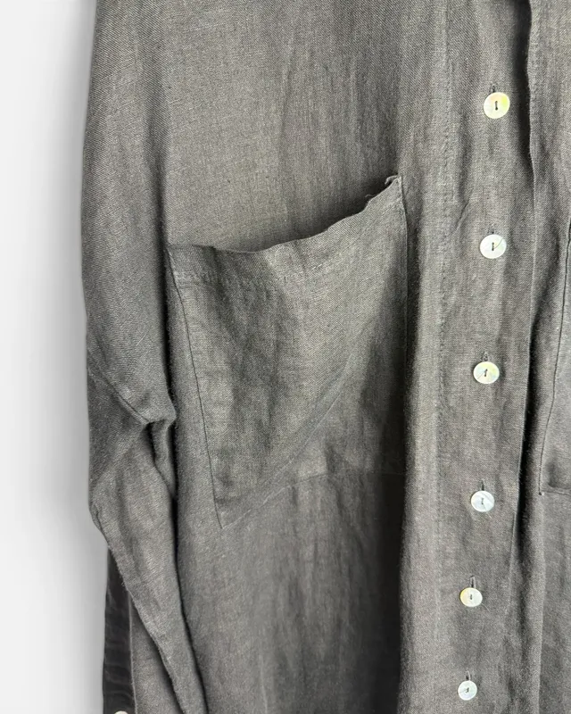 Camisa negra de lino made in italy