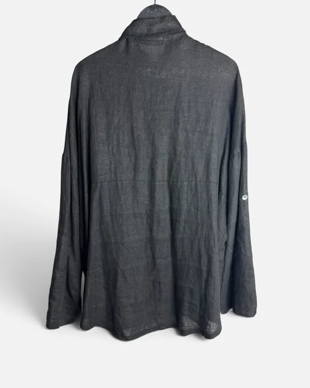 Camisa negra de lino made in italy