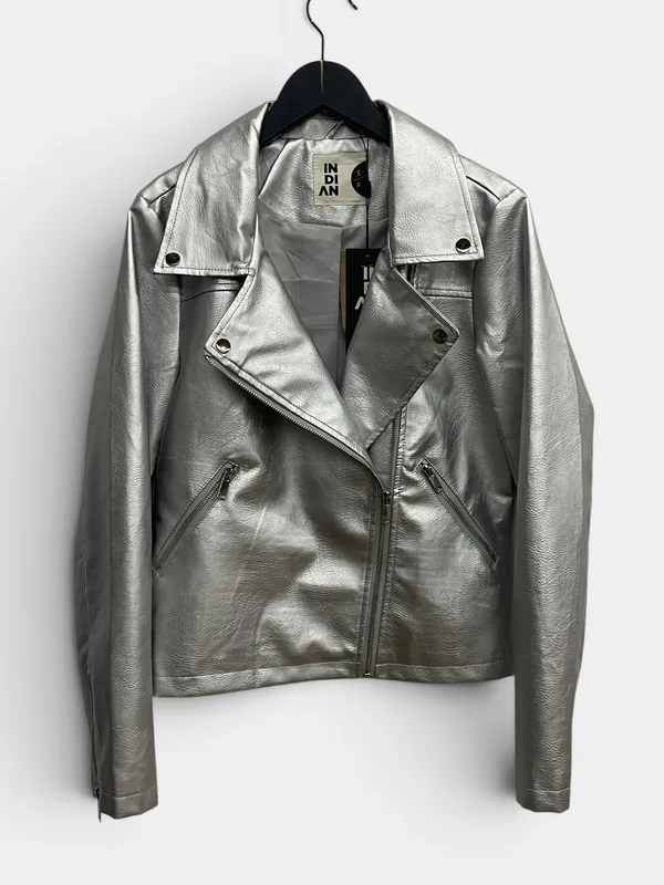 Chaqueta biker plateado indian