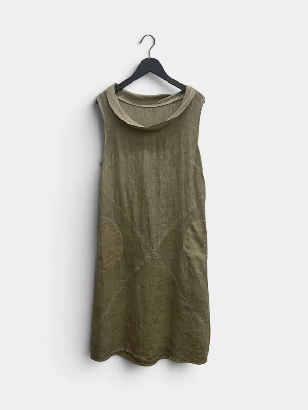 Vestido corto lino combinado