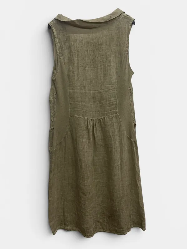 Vestido corto lino combinado