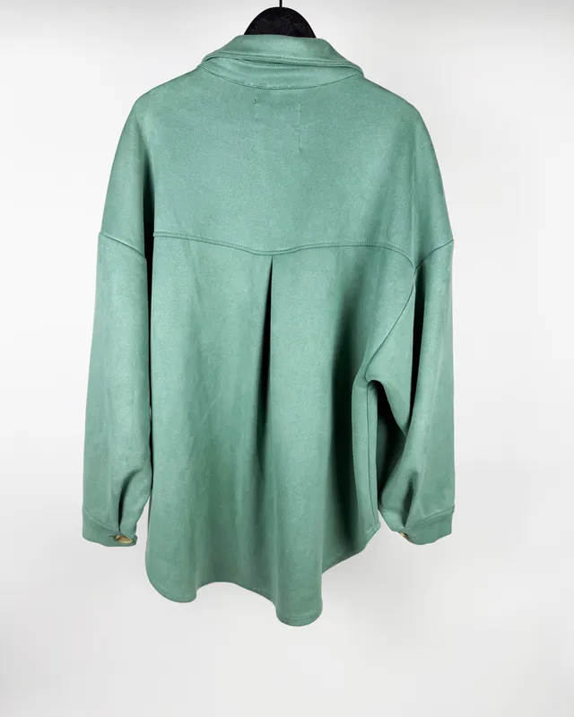 Chaqueta simil gamuza verde petra