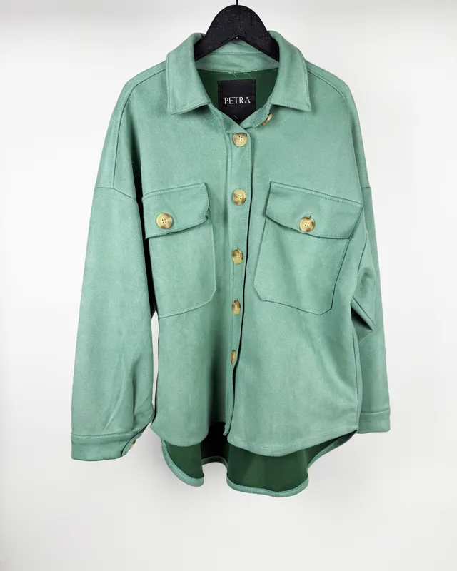 Chaqueta simil gamuza verde petra