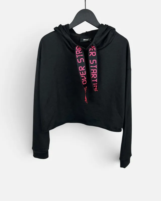 Buzo negro crop i love 47