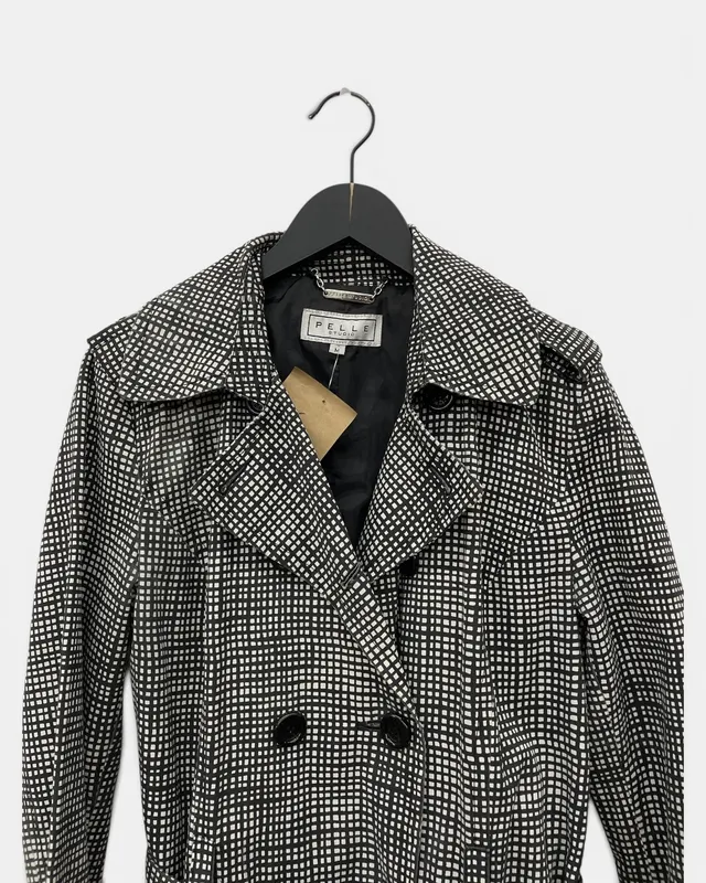 Trench estampada cuadros pelle