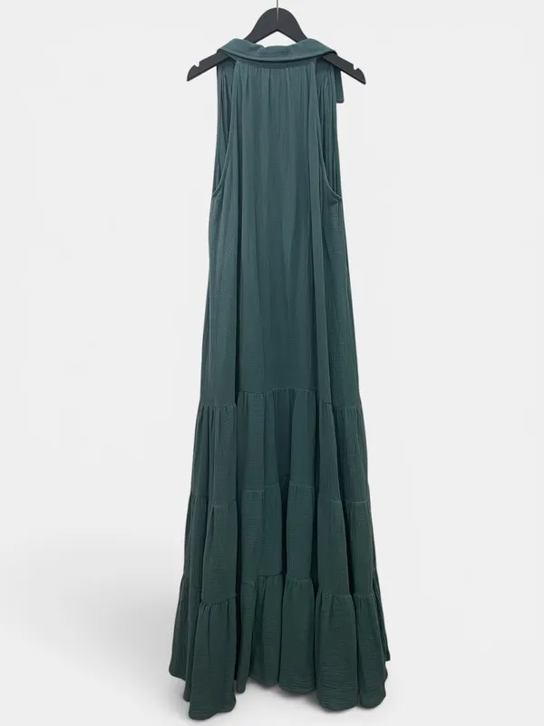 Vestido acampanado cuello camisero saura
