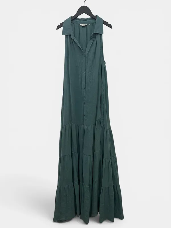 Vestido acampanado cuello camisero saura