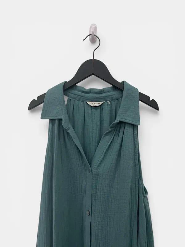 Vestido acampanado cuello camisero saura