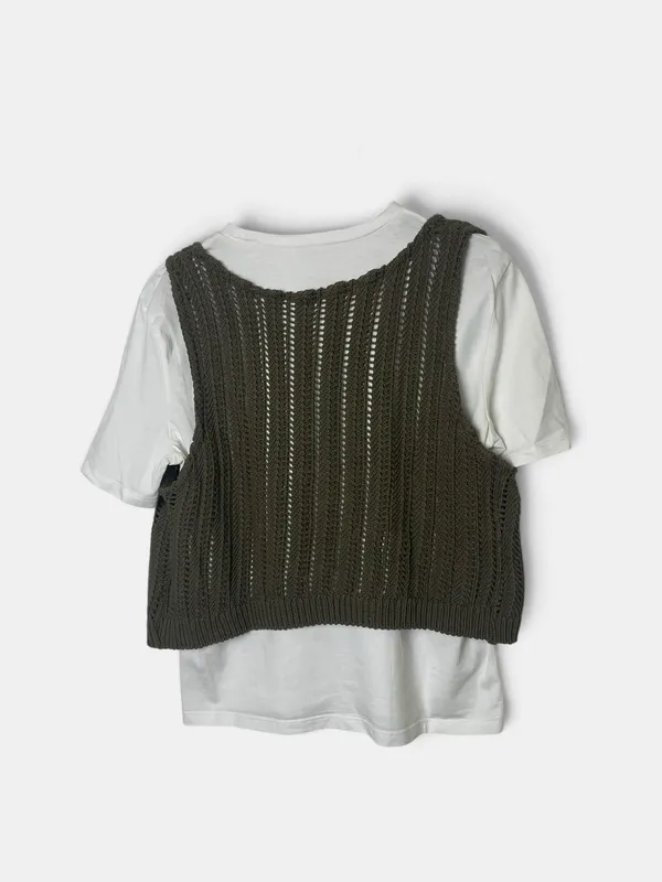 Remera basica con chaleco tejido zara