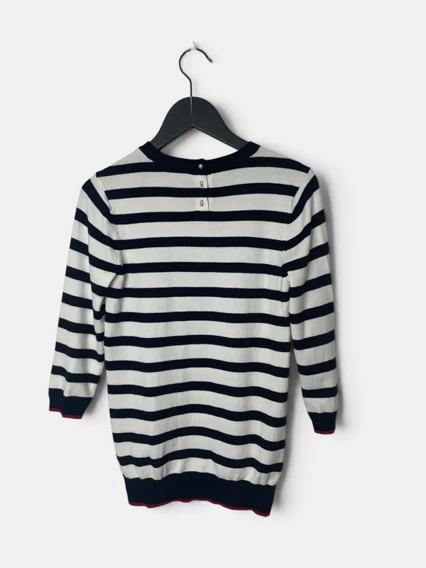 Buzo tejido rayado manga corta zara knit