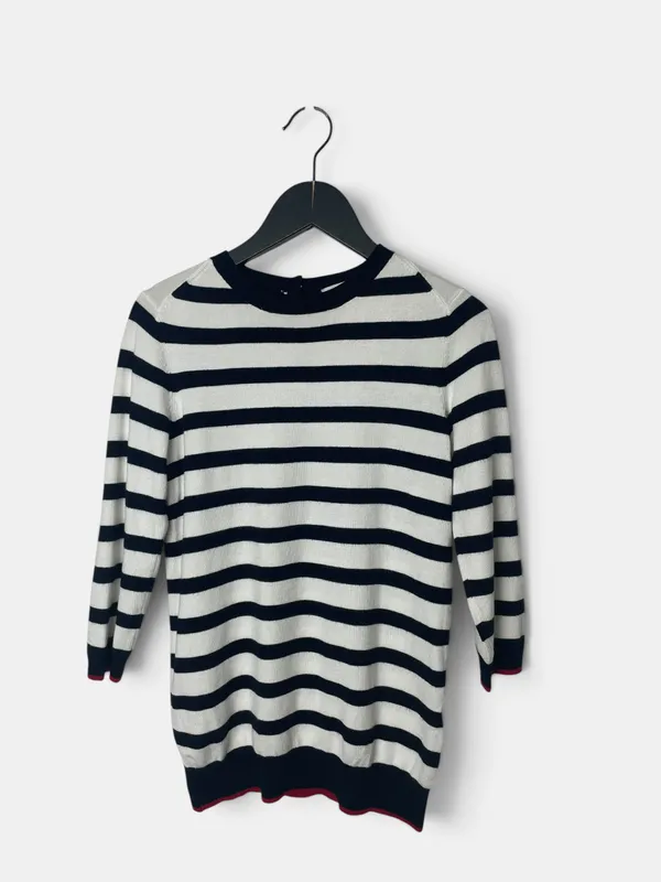 Buzo tejido rayado manga corta zara knit
