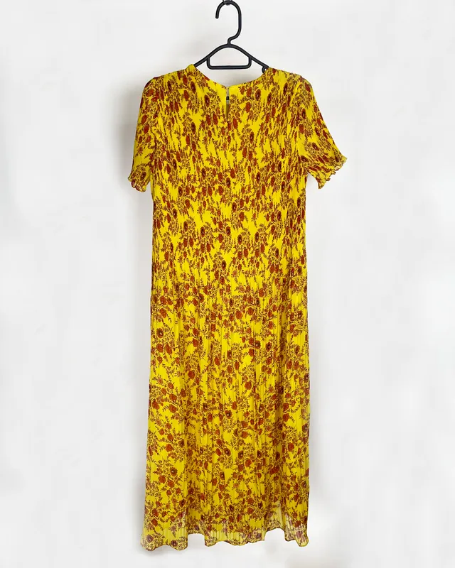 Vestido largo estampado plisado zara
