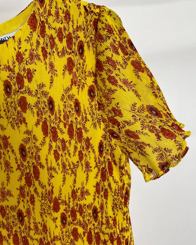 Vestido largo estampado plisado zara