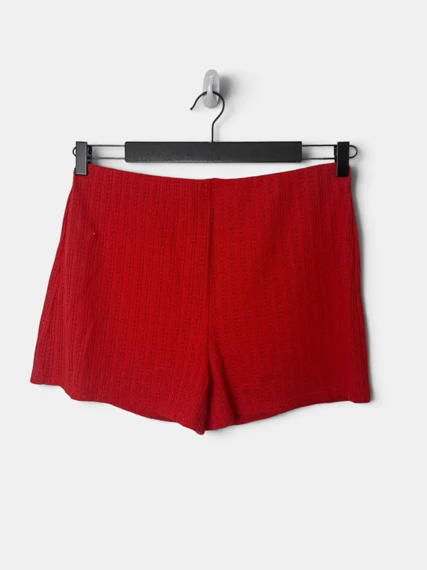 Short tejido calado mango
