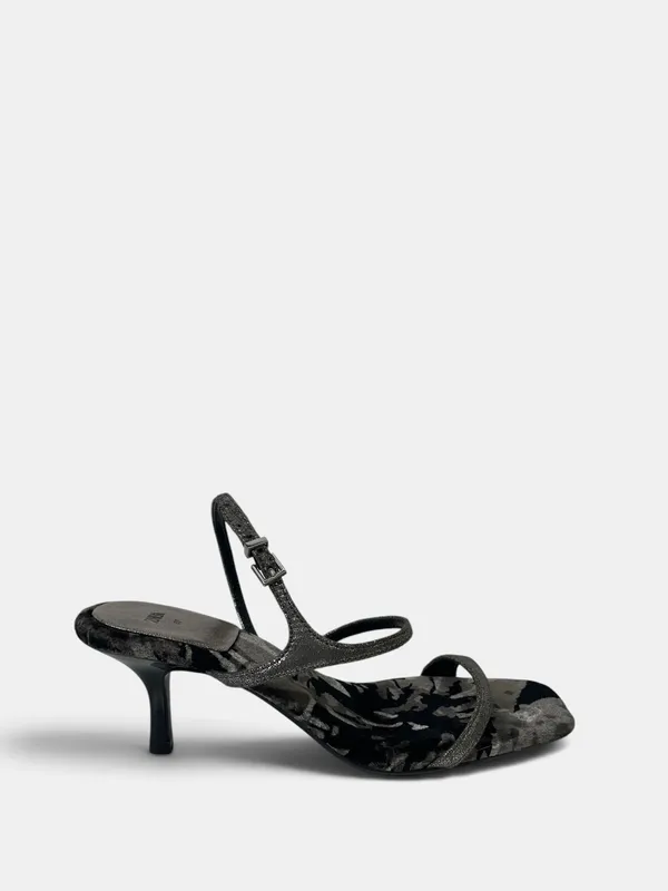Sandalias taco fino plantilla terciopelo zara