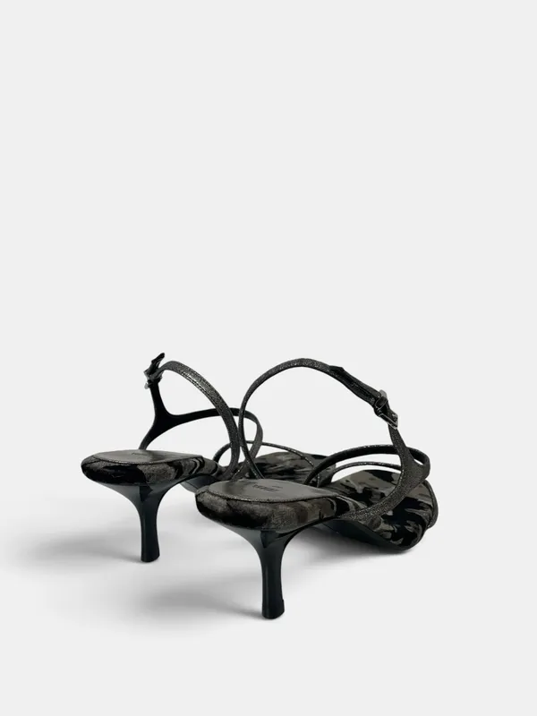 Sandalias taco fino plantilla terciopelo zara