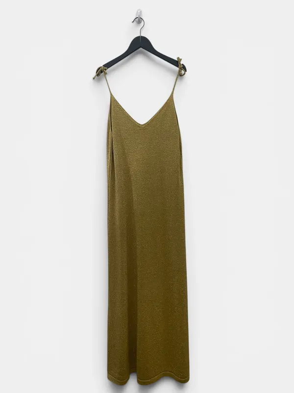 Vestido largo dorado magma