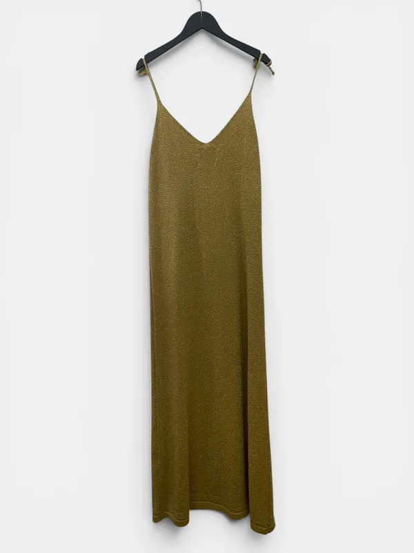 Vestido largo dorado magma