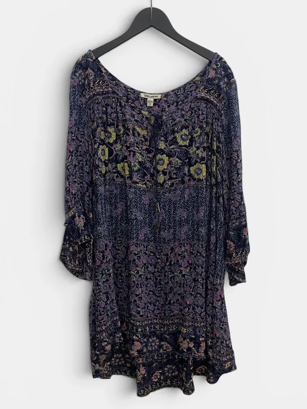 Vestido corto manga larga estampado billabong