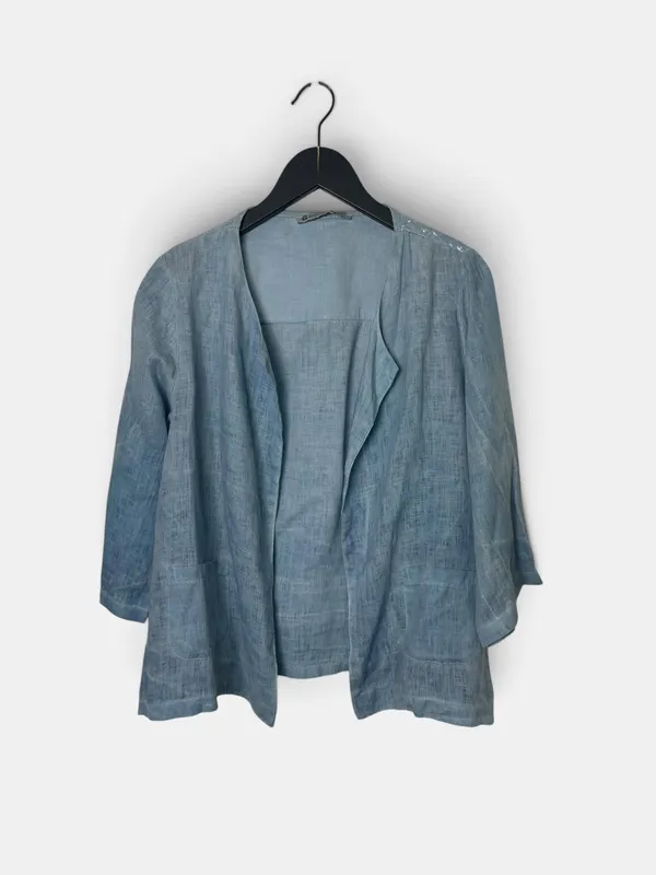 Chaqueta lino y lentejuelas manos del uruguay