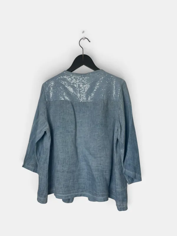 Chaqueta lino y lentejuelas manos del uruguay