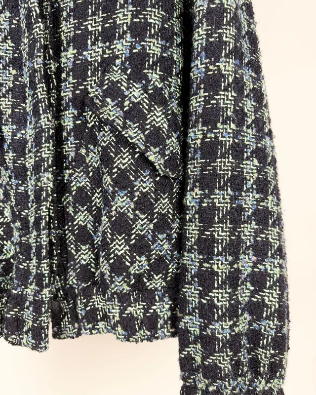 Chaqueta tweed azul zara