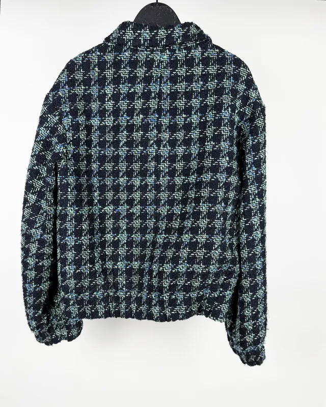 Chaqueta tweed azul zara