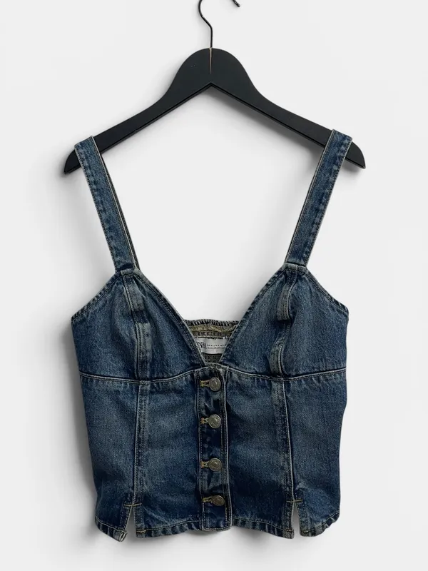 Top triangulo jean zara