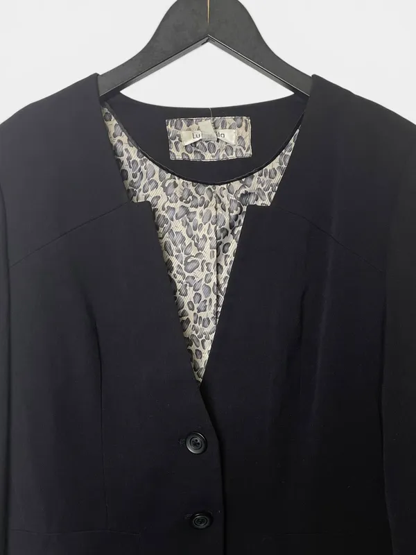 Blazer sin cuello forro animal print lolita