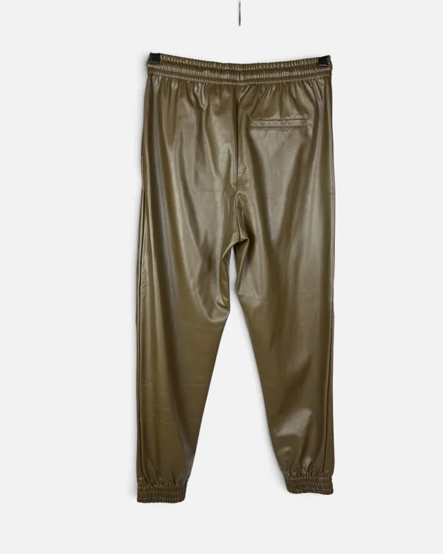 Pantalon verde cuerina zara