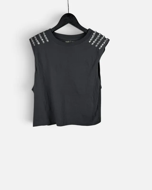 Remera gris strass bas