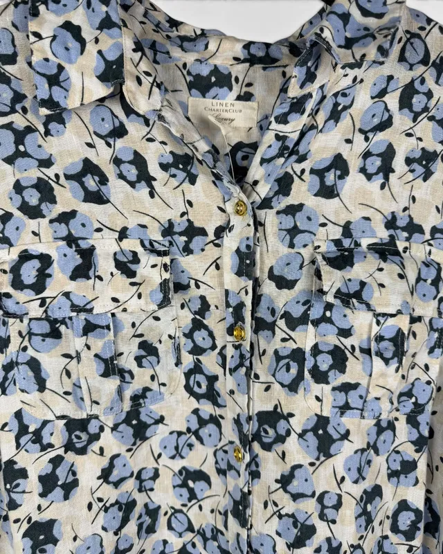 Camisa cruda c/flores azules charter club