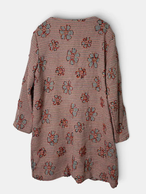 Chaqueta larga tejido plano flores made in italy