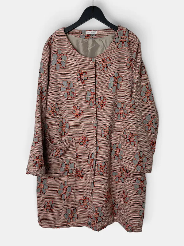 Chaqueta larga tejido plano flores made in italy