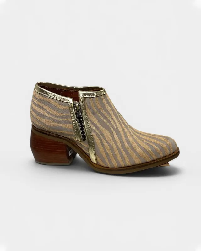 Botin en cuero taco alto en madera lannot