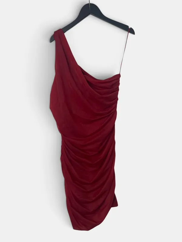 Vestido fiesta fruncida 1 hombro