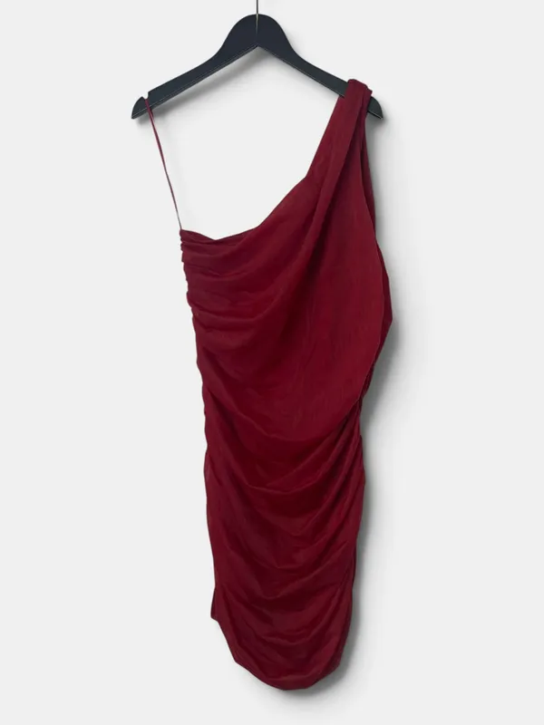 Vestido fiesta fruncida 1 hombro
