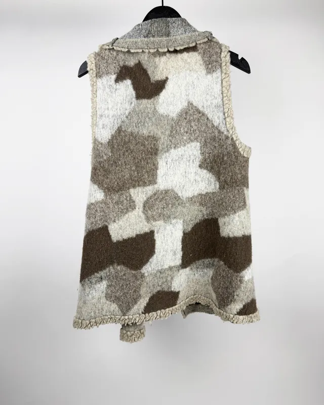 Chaleco paño gris c/marron margara shaw