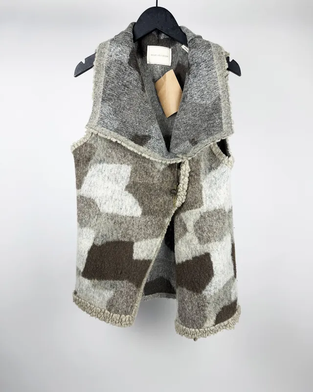 Chaleco paño gris c/marron margara shaw