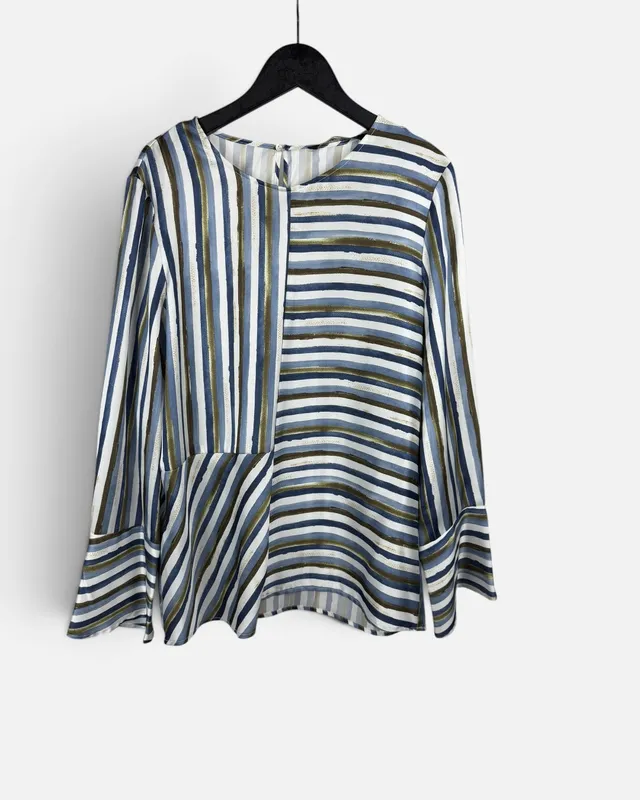 Blusa ml saten rayada zara