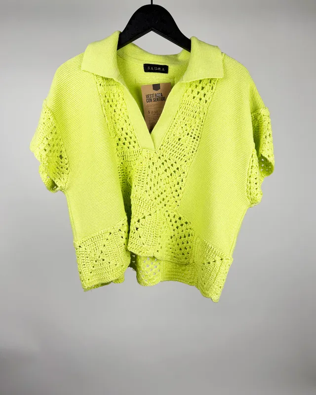 Top verde limon crochet saura