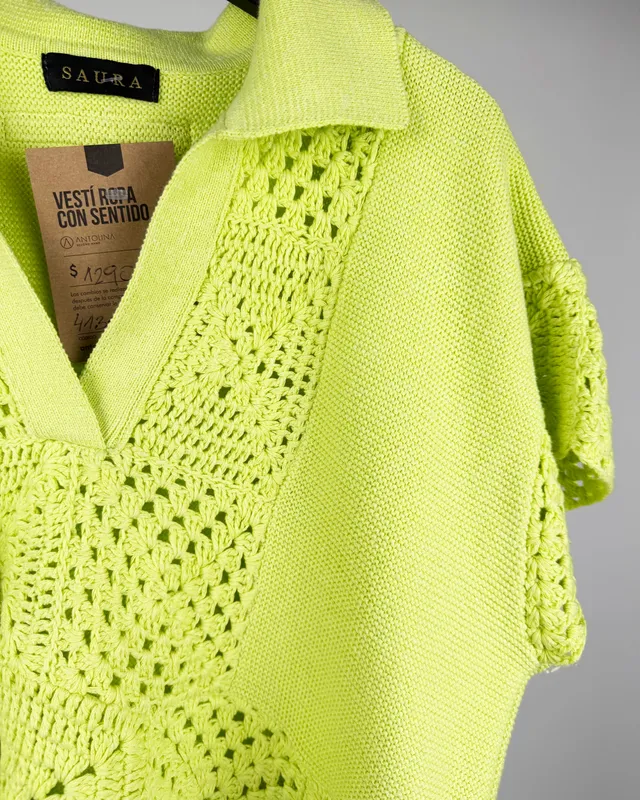 Top verde limon crochet saura