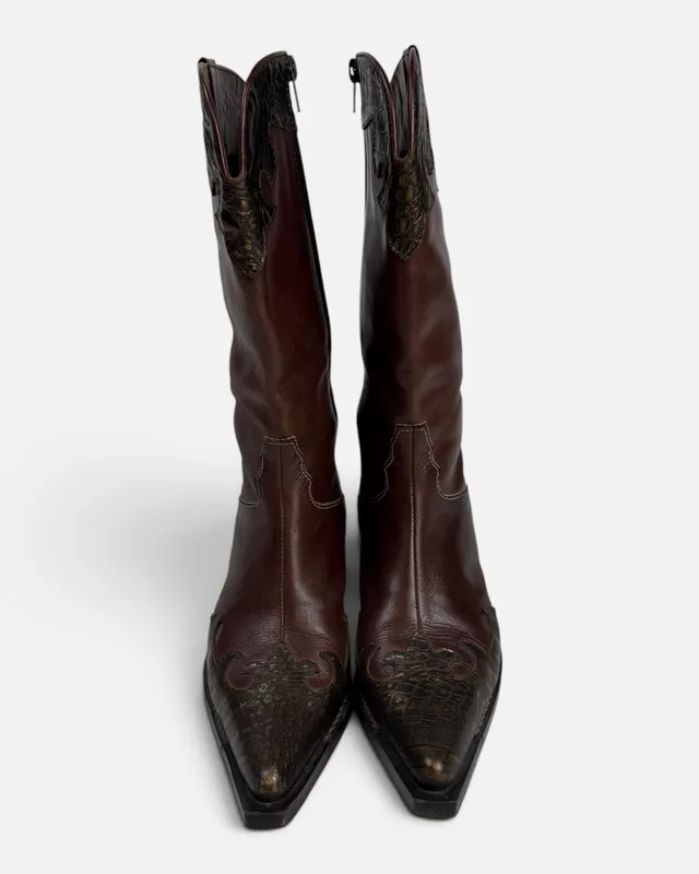 Botas tejana marron combinada