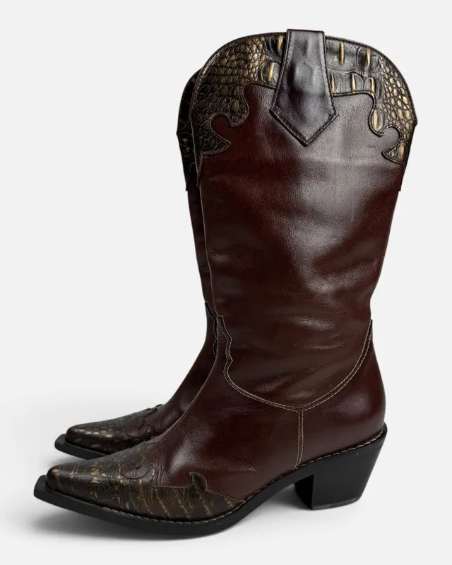 Botas tejana marron combinada
